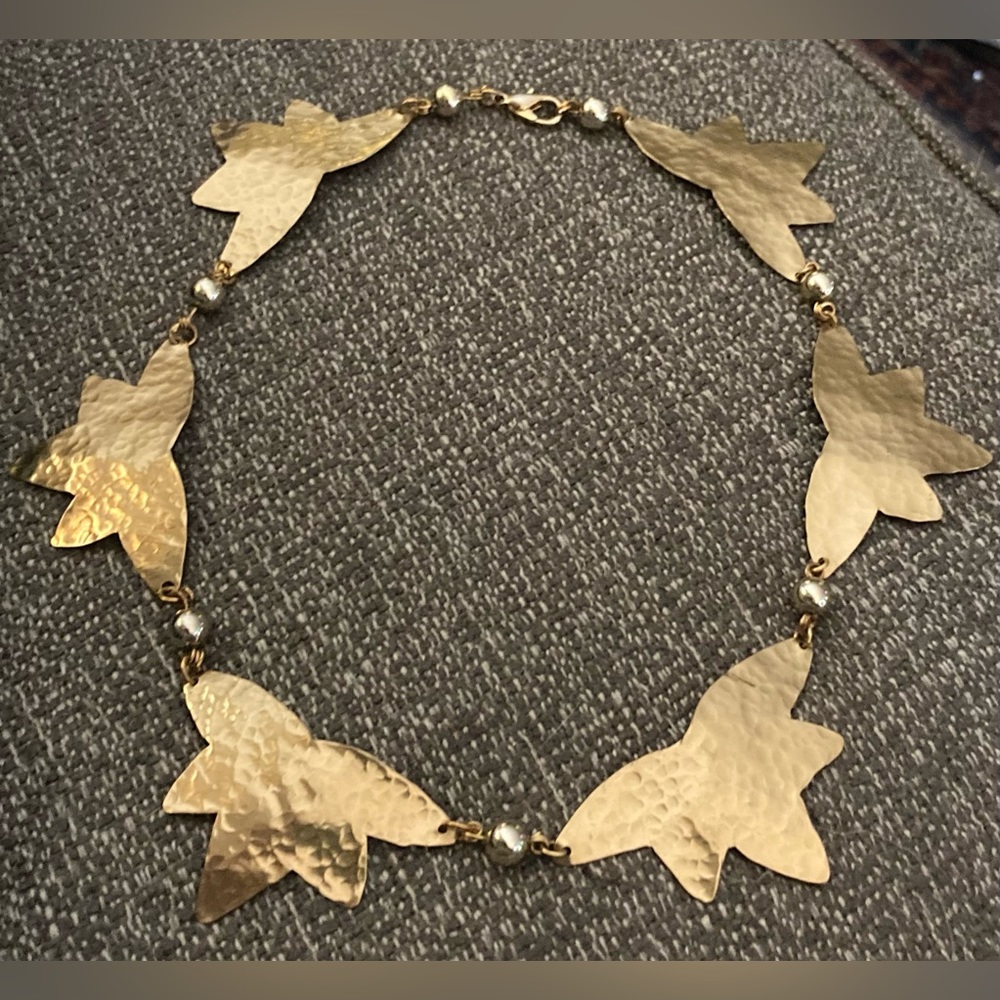 Constance Cluett Designs Gold Tone Lotus Flower Collar Necklace